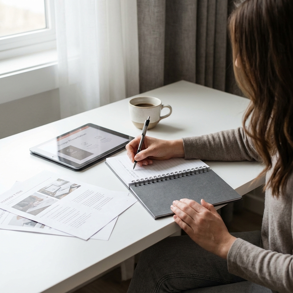 研修・教育の様子 - ノートを取りながら学ぶ